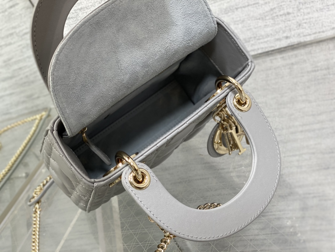 Mini Lady Dior Bag Gray Cannage Lambskin